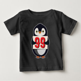 Para Bebê Camiseta Clássica do Pinguim - Número Personalizad