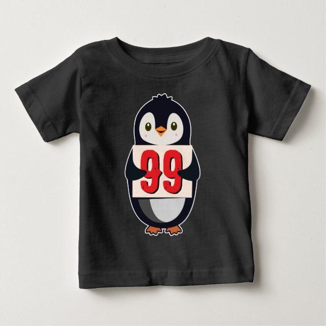 Para Bebê Camiseta Clássica do Pinguim - Número Personalizad (Frente)