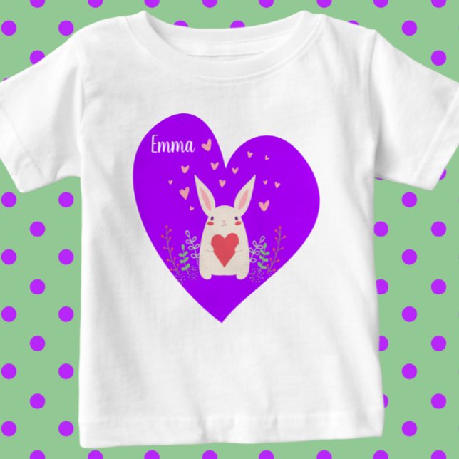 Para Bebê Camiseta Coelhinho Fofo com Corações (Criador carregado)