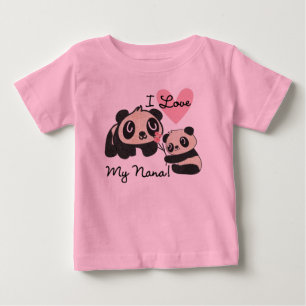 Para Bebê Camiseta com Babado de Panda Eu Amo Minha Vovó Inf