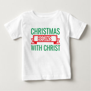 Para Bebê Camiseta com Capuz Christmas Begins with Christ-15