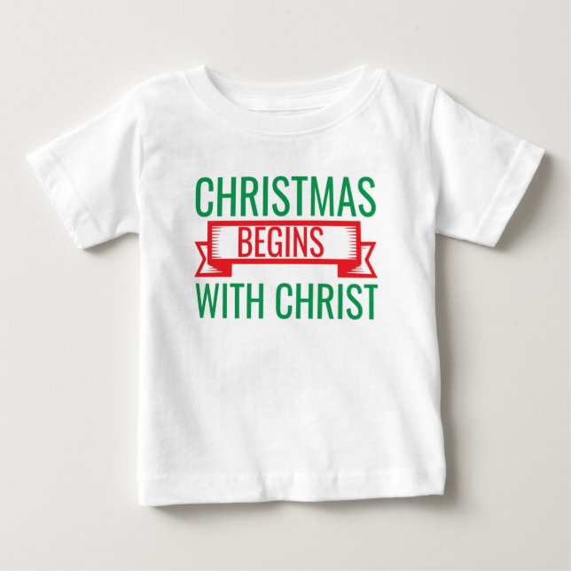 Para Bebê Camiseta com Capuz Christmas Begins with Christ-15 (Frente)