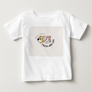 Para Bebê camiseta com desenho de gato e cachorro