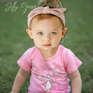 Para Bebê Camiseta com Laço Rosa de Aniversário de 1 Ano do 
