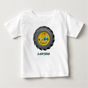 Para Bebê Camiseta com pneu de trator fofo eu amo tratores n