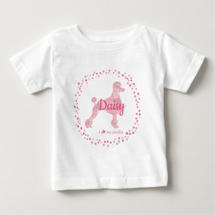 Para Bebê Camiseta com Silhueta de Poodle Rosa Pastel Person