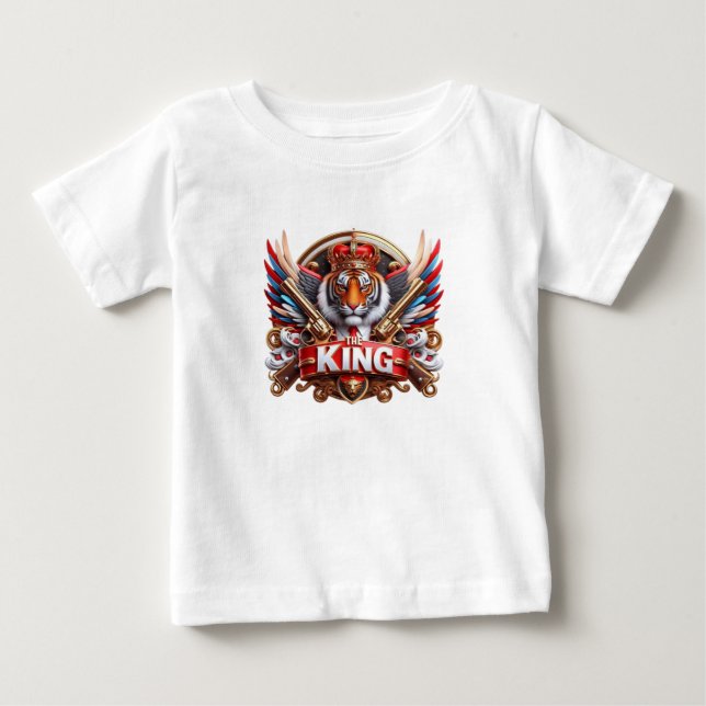 Para Bebê Camiseta com Tipografia 'O REI' (Frente)