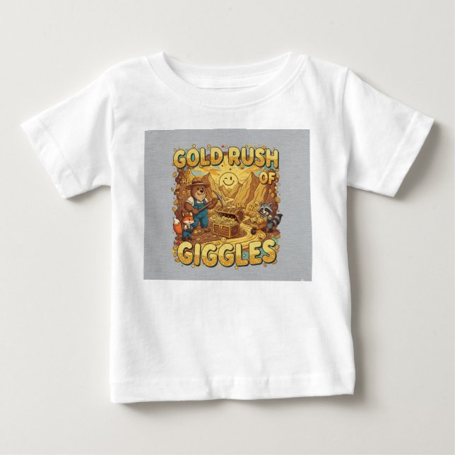 Para Bebê Camiseta Corrida do Ouro de Risadas - Animais de M (Frente)