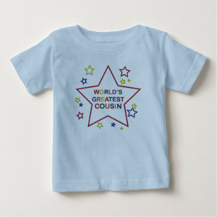 Para Bebê Camiseta Criança Azul da Prima da Grande Estrela 