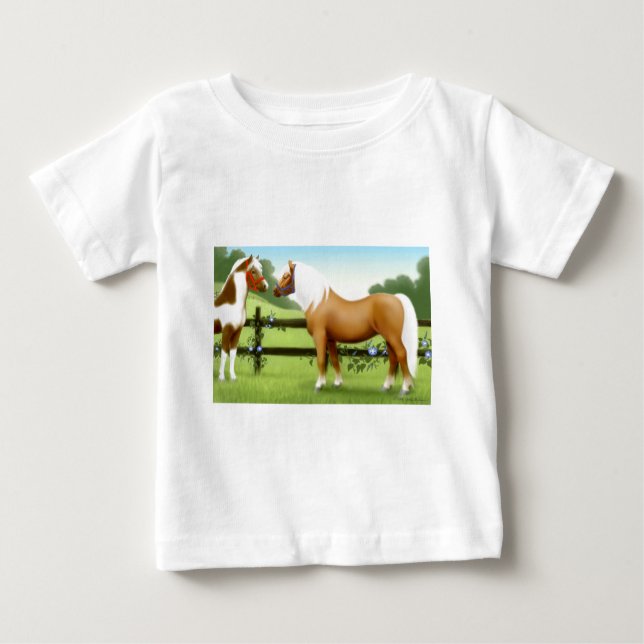 Para Bebê Camiseta Criança de Amigos Cavalos (Frente)