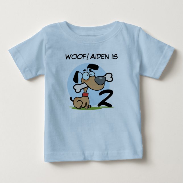 Para Bebê Camiseta customizável do aniversário do cão de (Frente)