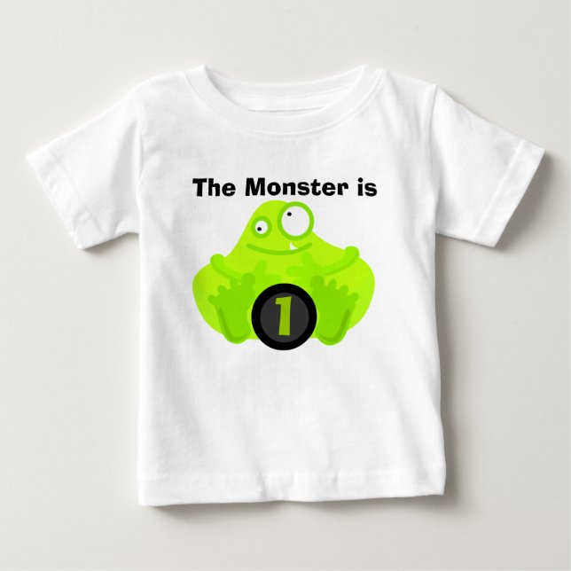 Para Bebê Camiseta customizável do aniversário do monstro (Frente)