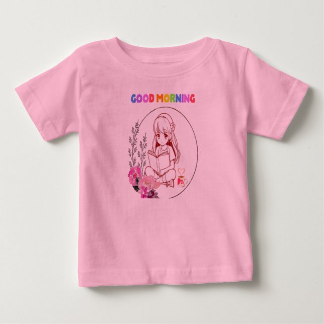 Para Bebê Camiseta Cute Baby Girl Reading Book (Frente)
