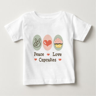 Para Bebê Camiseta da criança dos cupcakes do amor da paz