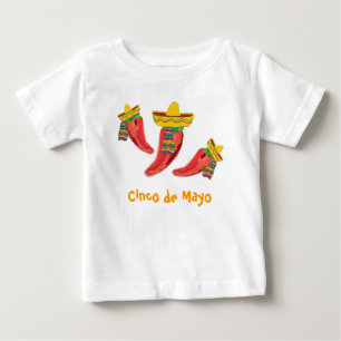 Para Bebê Camiseta da criança. Pimentas, Cinco de Mayo