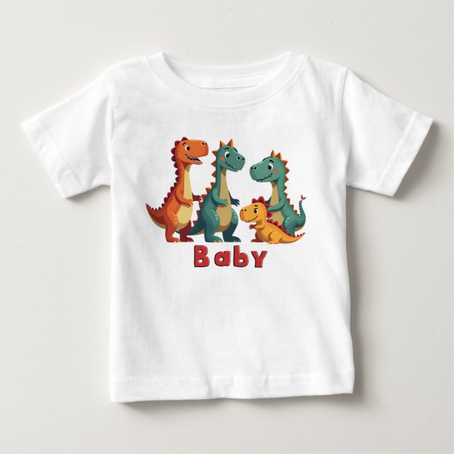 Para Bebê Camiseta da Família Dinossauro (bebê) (Frente)