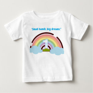 Para Bebê Camiseta de 1º Aniversário Arco-íris Pequenas Mãos