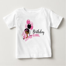 Camiseta de 1º Aniversário de Menina Negra com Bal