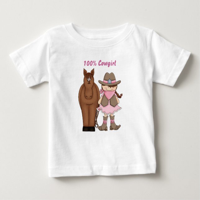 Para Bebê Camiseta de 100% e camiseta de cavalos (Frente)