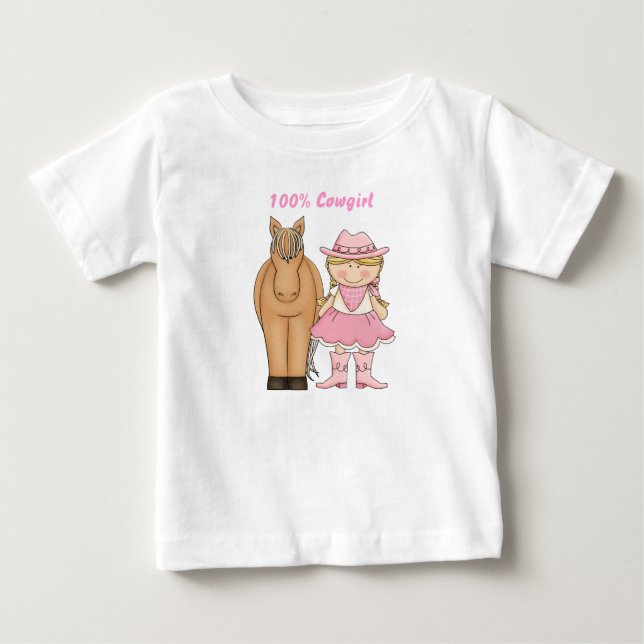 Para Bebê Camiseta de 100% e camiseta de cavalos (Frente)