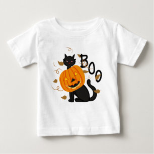 Para Bebê Camiseta de Abóbora Preta do Halloween