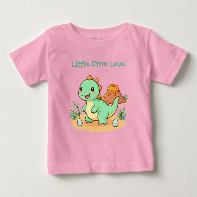 Para Bebê Camiseta de Algodão - Diversão com Dinossauros (Frente)