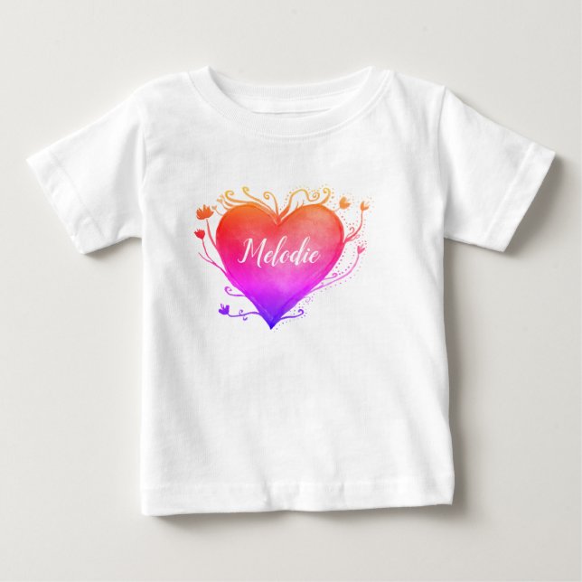 Para Bebê Camiseta de Amor Coração (Frente)