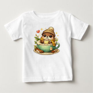 Para Bebê Camiseta de Amor de Café de Preguiça Fofo e Aconch