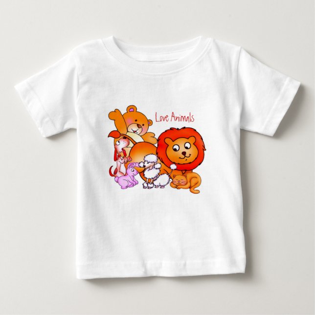 Para Bebê Camiseta de Animais de Amor (Frente)