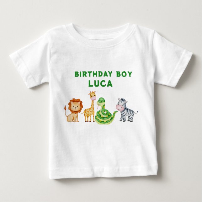 Para Bebê Camiseta de Aniversário Animal Safari (Frente)