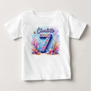 Para Bebê Camiseta de aniversário da Sereia - Nome e idade p