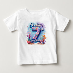 Para Bebê Camiseta de aniversário da Sereia - Nome e idade p