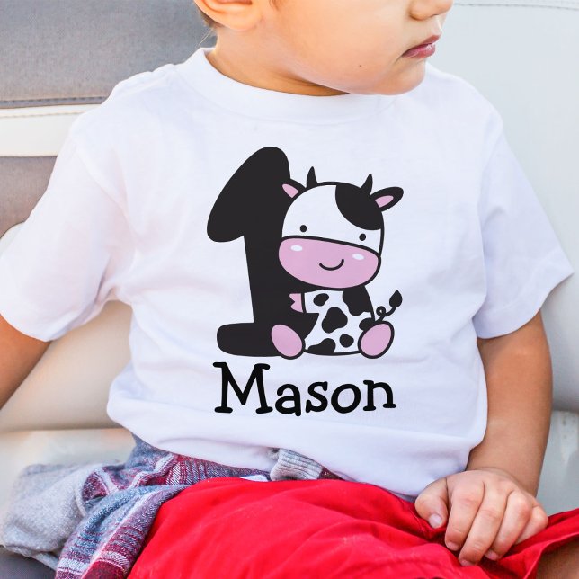 Para Bebê Camiseta de aniversário de 1 ano do menino com vac (Criador carregado)