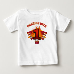Para Bebê Camiseta de Aniversário de 1 Dragão Rugindo