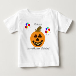 Para Bebê Camiseta de Aniversário de 1rua Halloween Pumpkin 