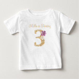 Para Bebê Camiseta de Aniversário de 3 anos do Coelho de Jar