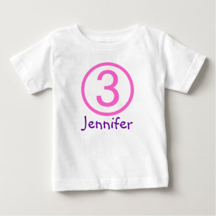 Para Bebê Camiseta de aniversário de 3 anos personalizável d