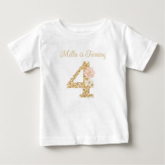 Para Bebê Camiseta de Aniversário de 4 Anos do Coelho de Jar