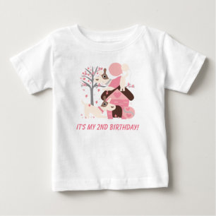 Para Bebê Camiseta de aniversário de cachorros rosa-rosa per