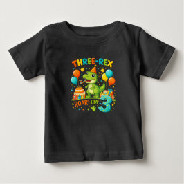 Para Bebê Camiseta de Aniversário de Criança – Três Rex Dino
