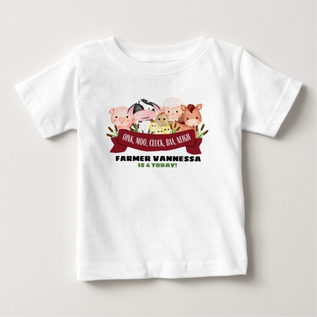 Para Bebê Camiseta de Aniversário de Fazenda (Frente)