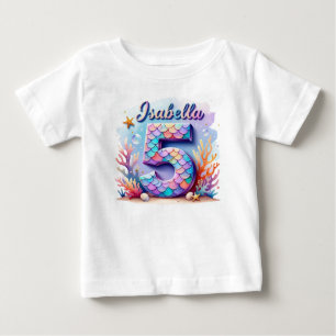 Para Bebê Camiseta de Aniversário de Sereia – Nome e Idade P