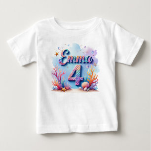 Para Bebê Camiseta de Aniversário de Sereia – Nome & Idade P