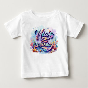 Para Bebê Camiseta de Aniversário de Sereia – Nome & Idade P
