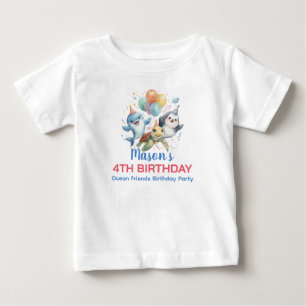 Para Bebê Camiseta de aniversário dos amigos do oceano