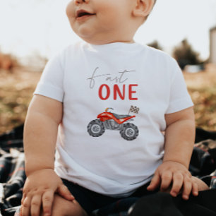 Para Bebê Camiseta de Aniversário "Fast One" com Quadriciclo