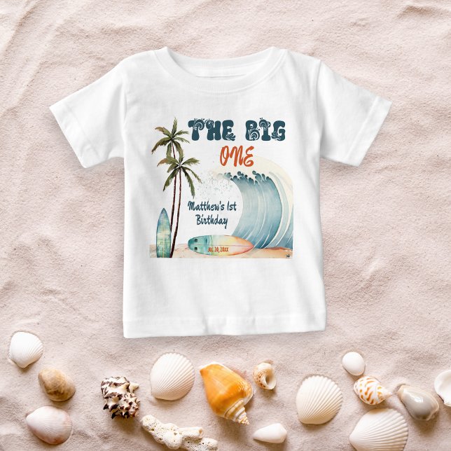 Para Bebê Camiseta de Aniversário Little Surfer Wave (Criador carregado)