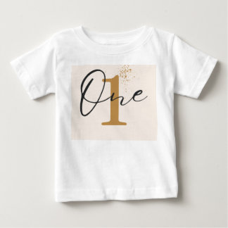 Para Bebê Camiseta de Aniversário Minimalista One 1º Ano