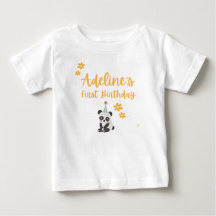 Para Bebê Camiseta de Aniversário Personalizada de Panda