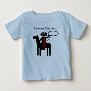Para Bebê Camiseta de aniversário personalizável do Cowboy
